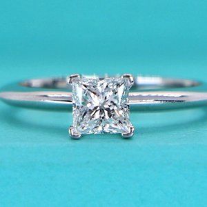 19620 Tiffany Co Platinum 0.64ct F VS1 Square Princess Diamond Engagement Ring 6